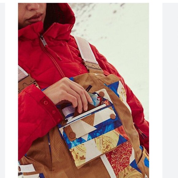 FP Movement Free People Care On The Ascend Pattern Bib Ski Snow Pants Overalls - Picture 4 of 14